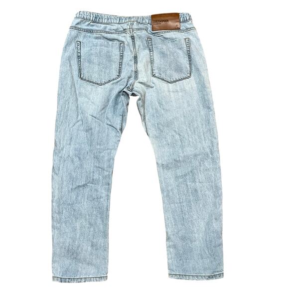 One Teaspoon Women Medium Shabbies Lt Blue Drawstring Jeans Distressed Cropped - Picture 2 of 5